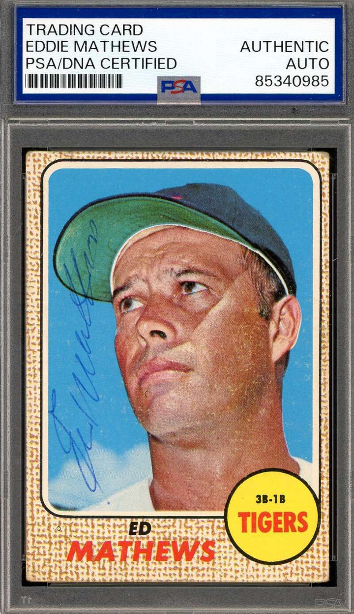 Eddie Mathews PSA DNA Vintage Signed 1968 Topps Tigers Autograph