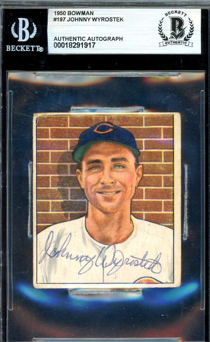 Johnny Wyrostek Beckett BAS Signed 1950 Bowman Autograph