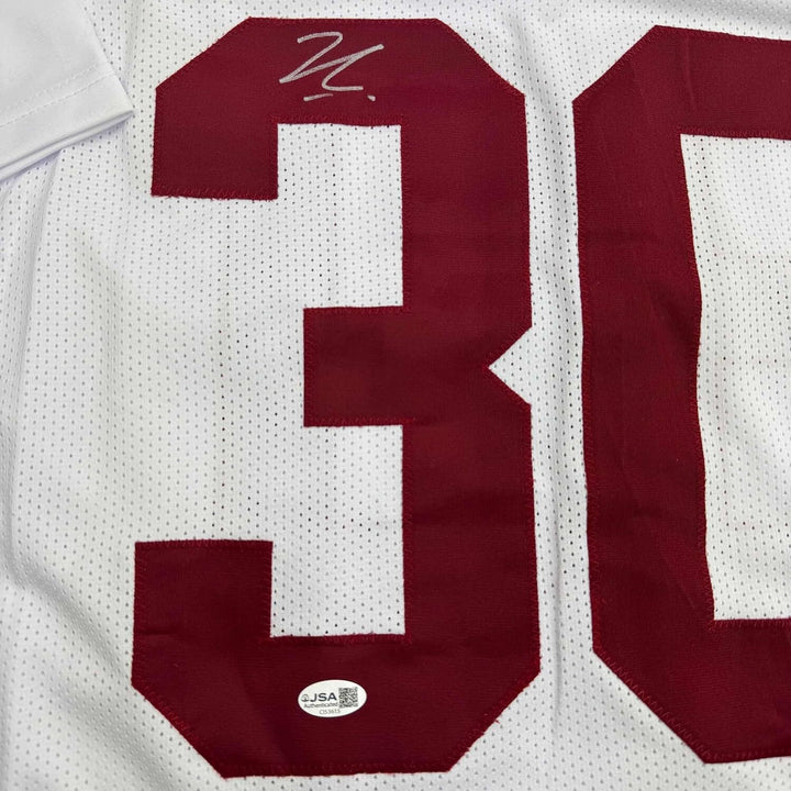 Framed Autographed/Signed Jihaad Campbell 35x39 Alabama White Jersey JSA COA