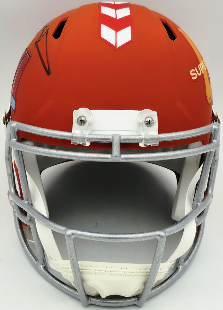 Aaron Donald Auto Rams Orange SB LVI Logo Full Size Speed Replica Helmet Beckett