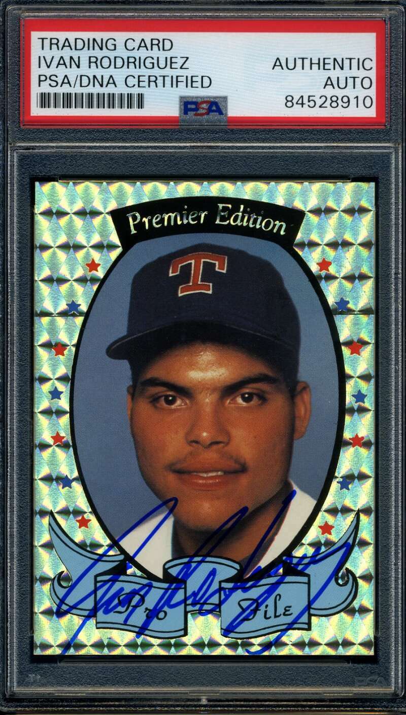 Ivan Rodriguez PSA DNA Coa Signed 1992 National Sports Convention Rookie Autogra