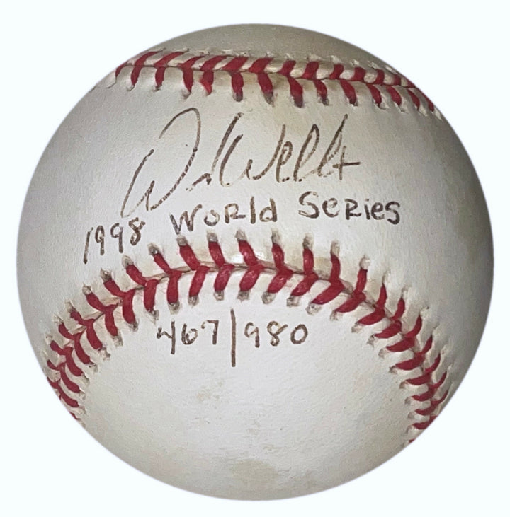 DAVID WELLS SIGNED 1998 WORLD SERIES OFFICIAL BASEBALL N.Y. YANKEES w/ JSA ALOA
