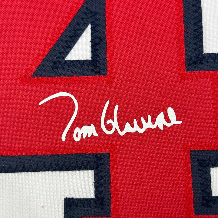 Facsimile Autographed Tom Glavine Atlanta White Reprint Jersey Size Men's XL