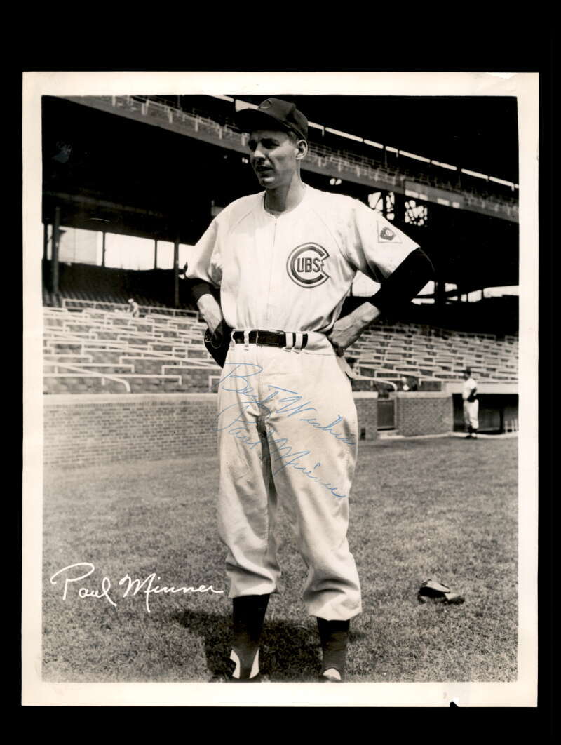 Paul Minner JSA Signed  1951 Vintage WBKB Lucky Fan 8x10 Photo Autograph Cubs