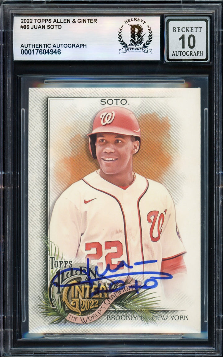 Juan Soto Auto Signed 2022 Topps Allen & Ginter Card 86 Nationals Sig 10 Beckett