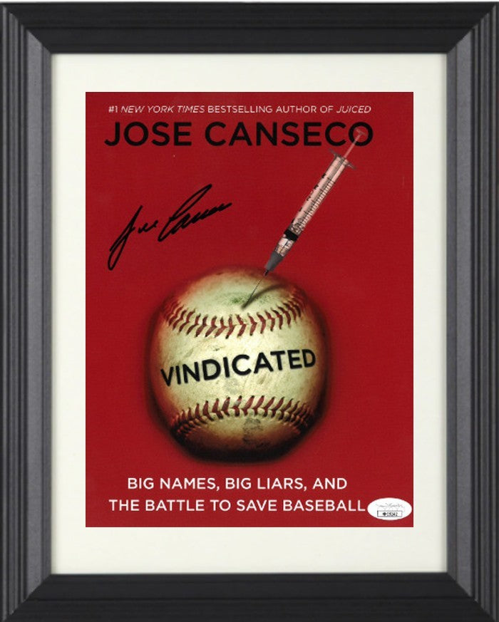 Jose Canseco signed Vindicated 8x10 Photo JUICED Framed- JSA (Bestseller/A's)