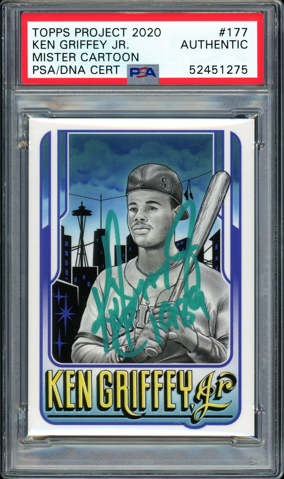 Ken Griffey Jr. Auto Topps Project 2020 Mister Cartoon Card 177 1989 1/1 PSA/DNA