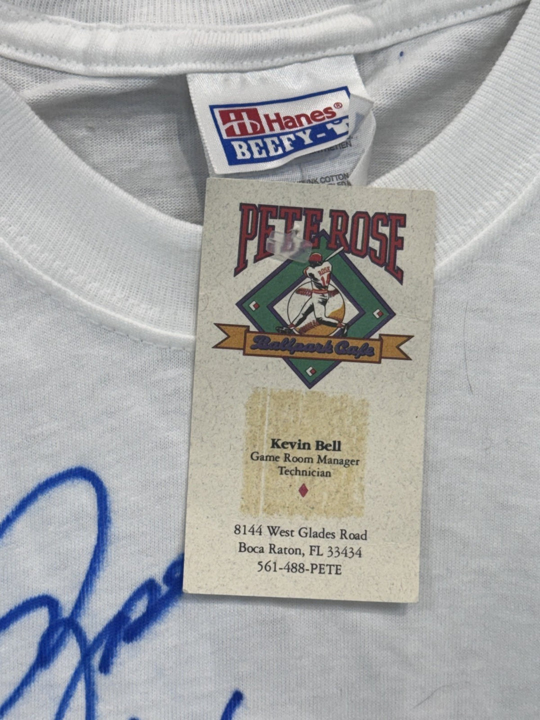 Pete Rose Signed BallPark Cafe Charlie Hustle T Shirt Hit King Auto CBM COA