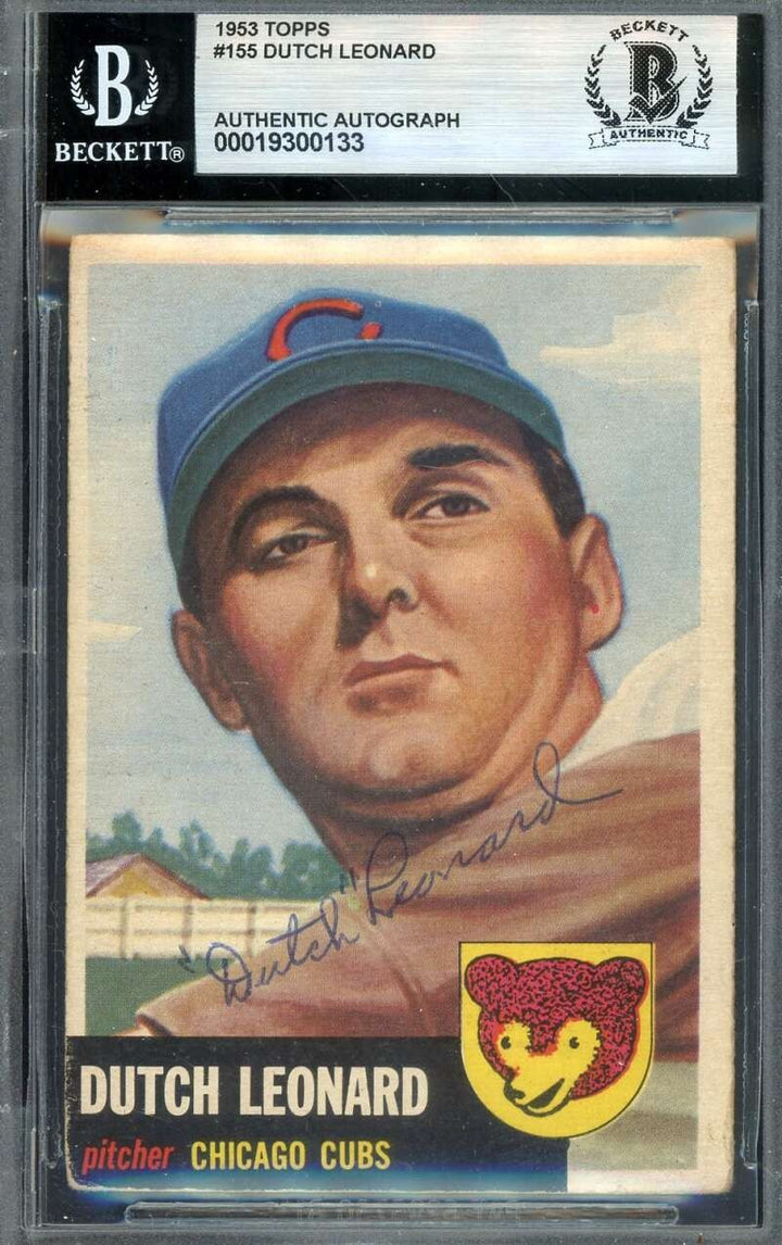 Dutch Leonard Beckett BAS Vintage Signed D.83 1953 Topps Autograph
