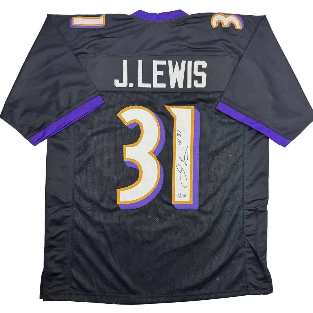 Autographed/Signed Jamal Lewis Baltimore Black Jersey Beckett BAS COA
