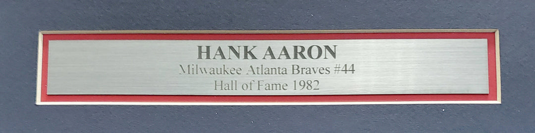 Hank Aaron Signed Framed 10x30 Panoramic Photo Braves "755 HOF 82" Fanatics