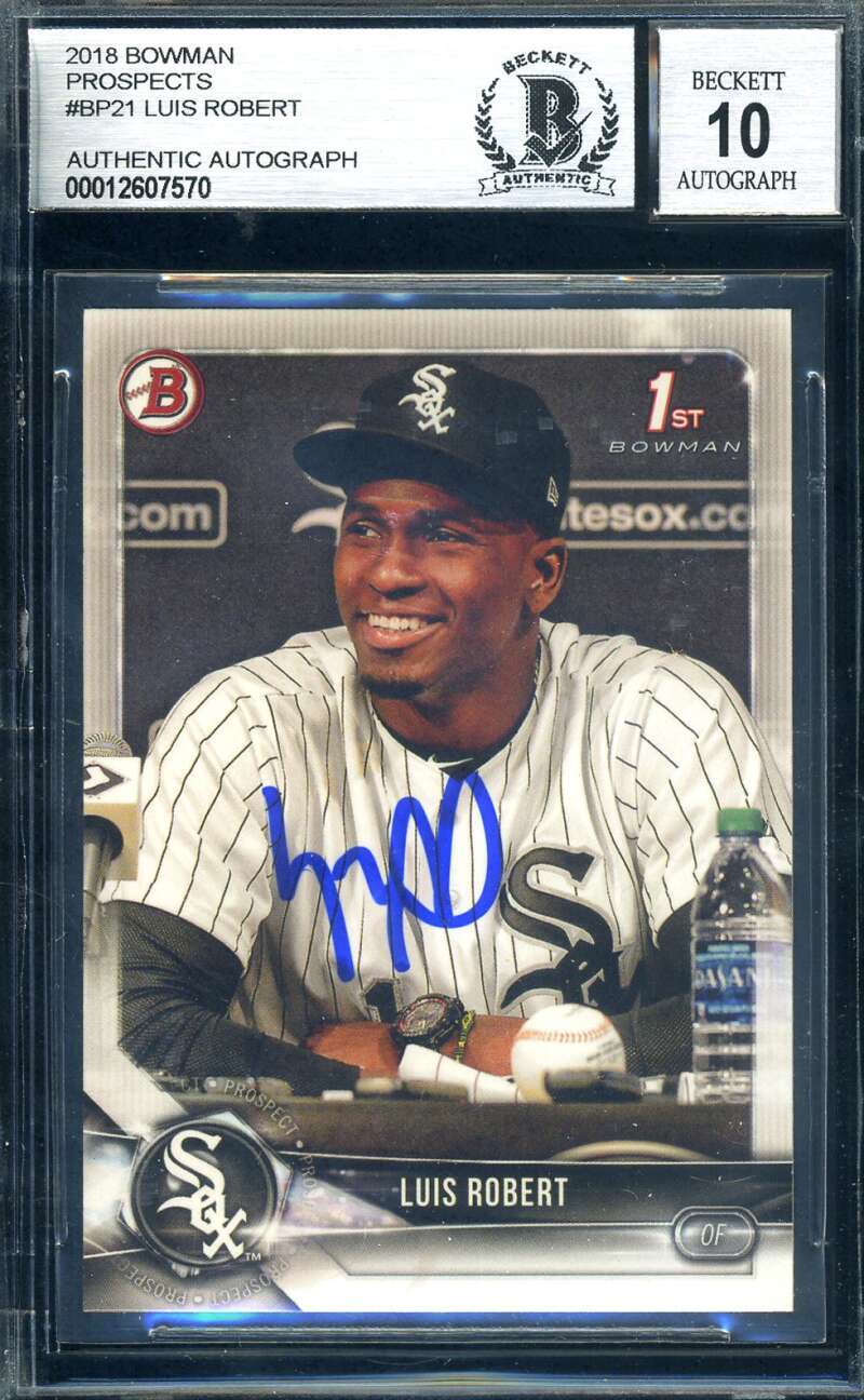 Luis Roberts Gem Mint 10 Beckett BAS Signed 2018 Bowman First Rookie Autograph