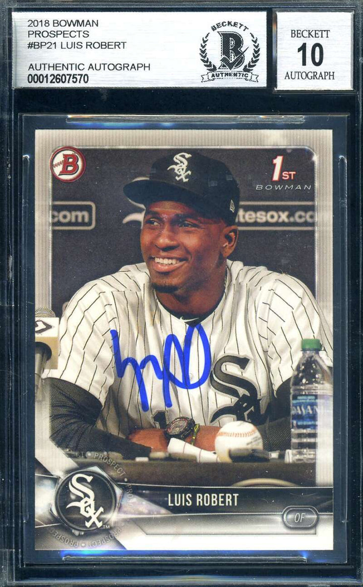 Luis Roberts Gem Mint 10 Beckett BAS Signed 2018 Bowman First Rookie Autograph