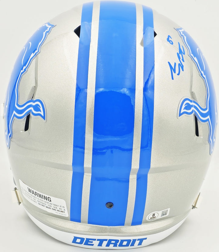 Sam LaPorta Auto Signed Lions Silver Full Size Replica Speed Helmet Beckett Wit
