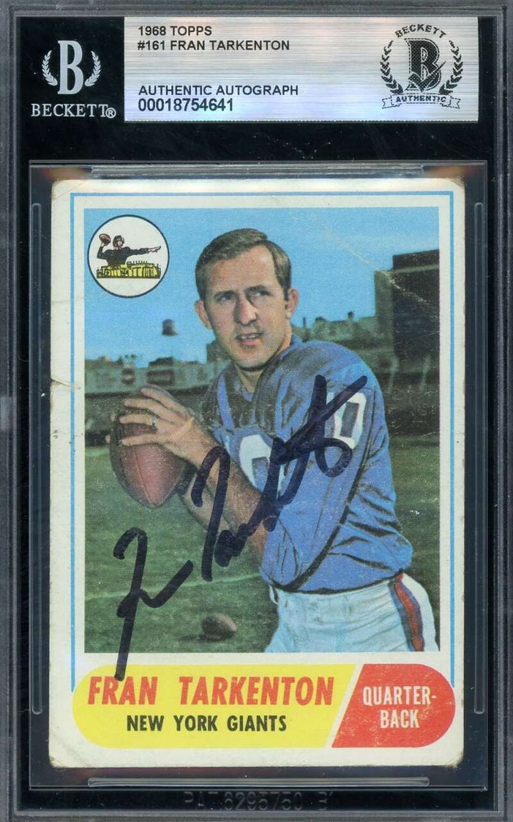 Fran Tarkenton Beckett BAS Signed 1968 Topps Autograph Giants