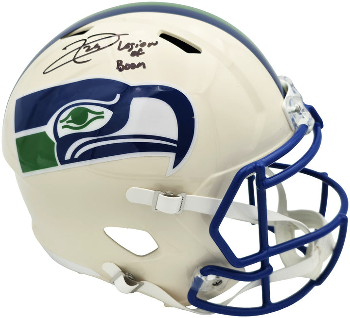 Earl Thomas III Signed Seahawks Cream Retro Full Sz Rep Speed Helmet Beckett Wit
