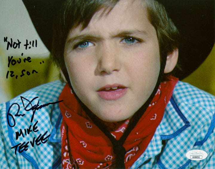Paris Themmen Signed Willy Wonka Mike Teevee 8x10 Photo Inscribed "Not till 12"