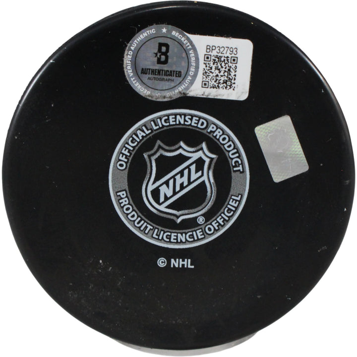 Jeremy Roenick Autographed/Signed Chicago Blackhawks Logo Puck HOF Beckett 53962