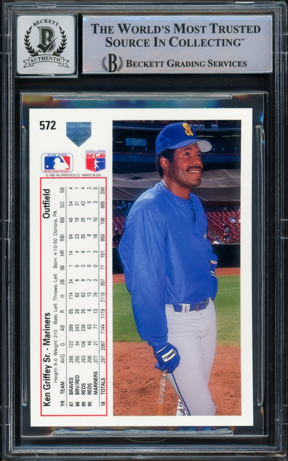 Ken Griffey Jr. & Sr. Auto 1991 Upper Deck Card 572 Mariners Auto GM 10 Beckett