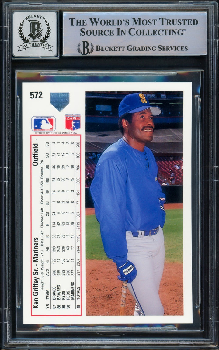Ken Griffey Jr. & Sr. Auto 1991 Upper Deck Card 572 Mariners Auto GM 10 Beckett