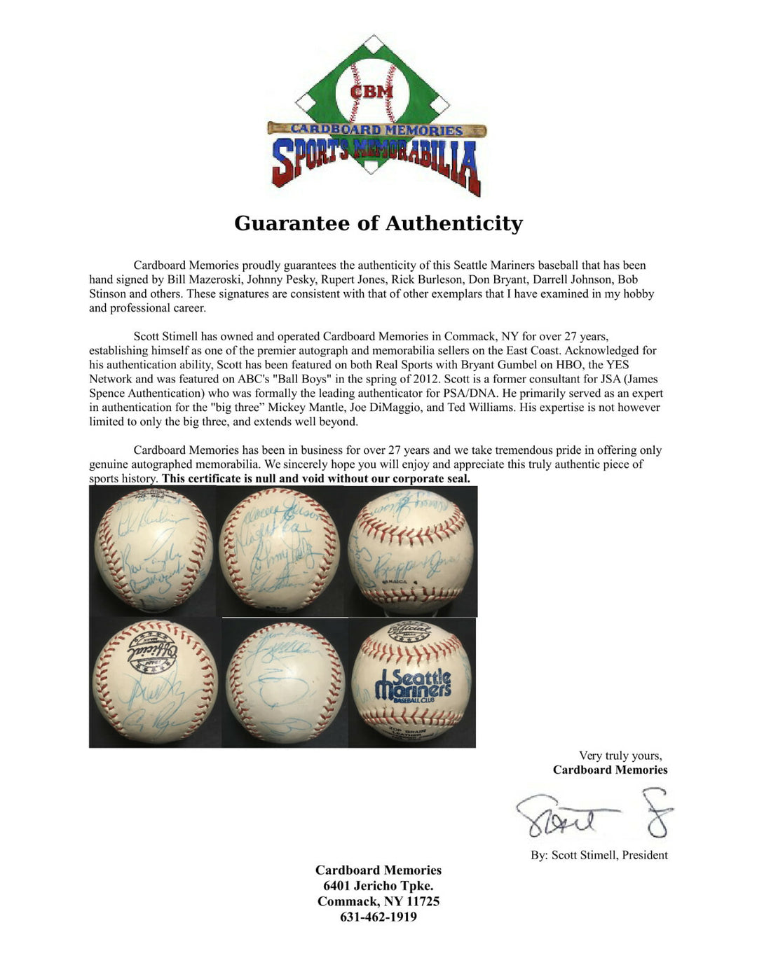 1979 Mariners Red Sox signed baseball 14 auto Bill Mazeroski Jonny Pesky COA