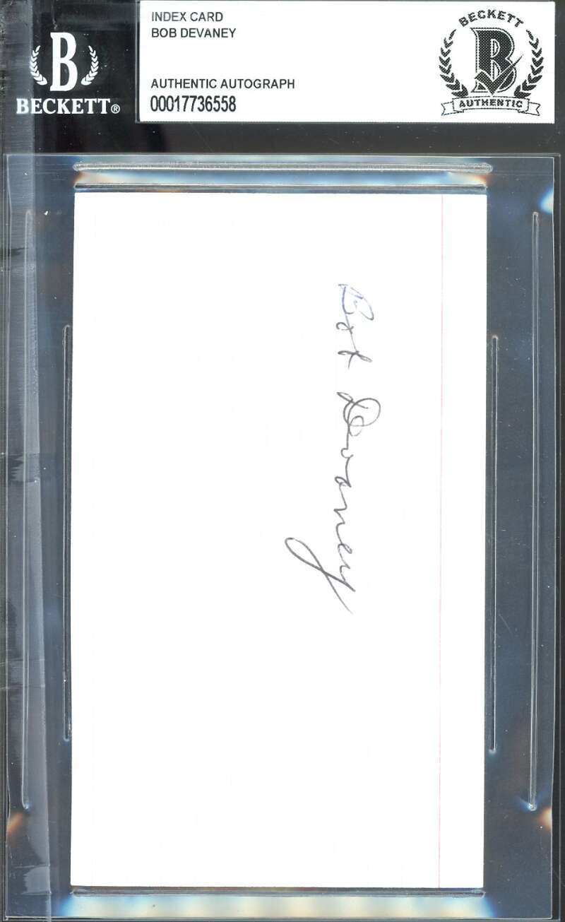 Bob Devaney Beckett BAS Autographed 3x5 Index Card Signed Nebraska