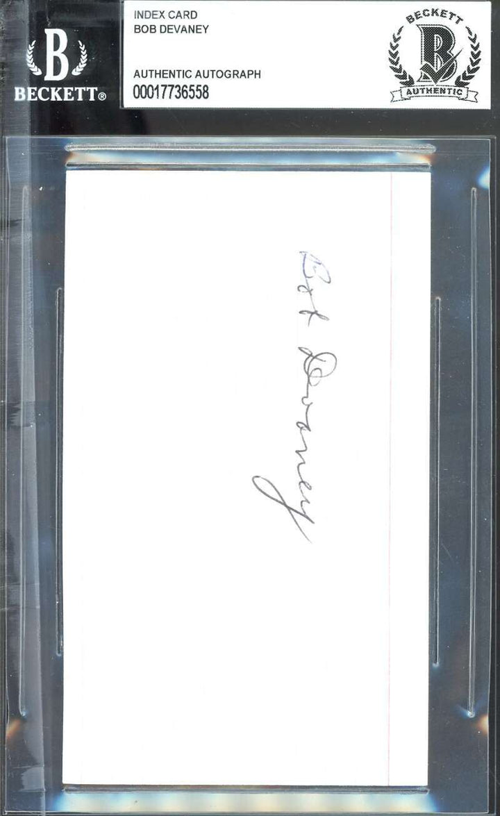 Bob Devaney Beckett BAS Autographed 3x5 Index Card Signed Nebraska