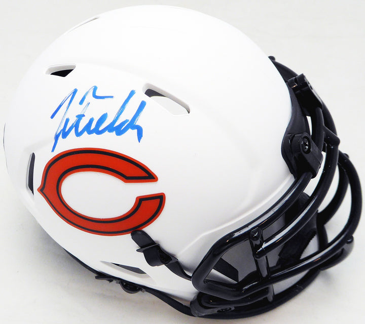 Justin Fields Signed Chicago Bears Lunar Eclipse White Speed Mini Helmet Beckett