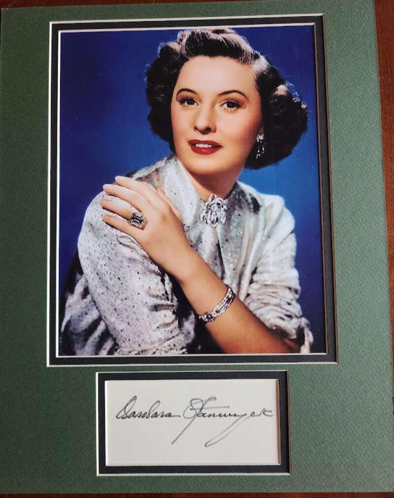 Barbra Stanwick PSA DNA Coa Signed 3x5 Index Card Matted With Photo Autograph 1