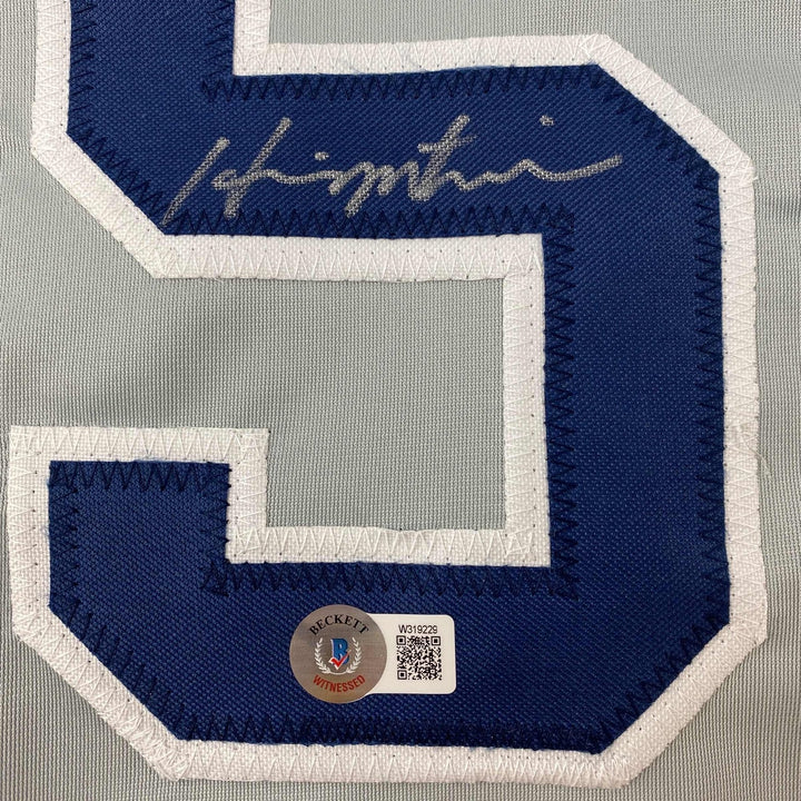 Autographed/Signed Hideki Matsui New York Grey Jersey Beckett BAS COA
