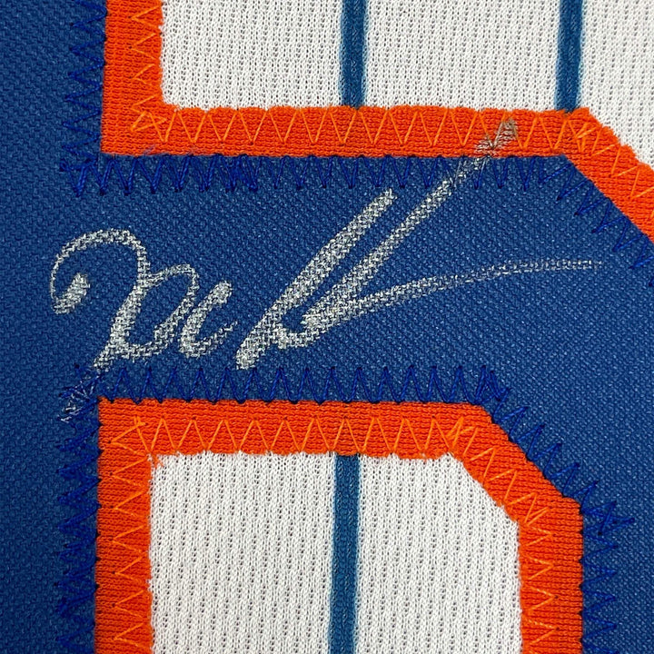 FRAMED Autographed/Signed DWIGHT DOC GOODEN 33x42 NY Pinstripe Jersey PSA COA