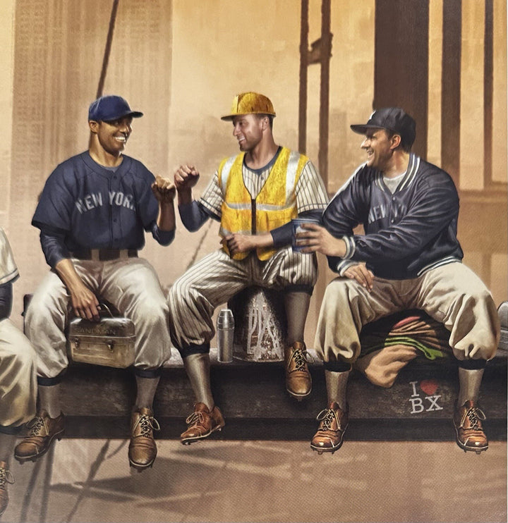 NY Yankees Lunch Atop An Empire 12x36 Litho Photo Jeter Mantle Joe Dimaggio COA