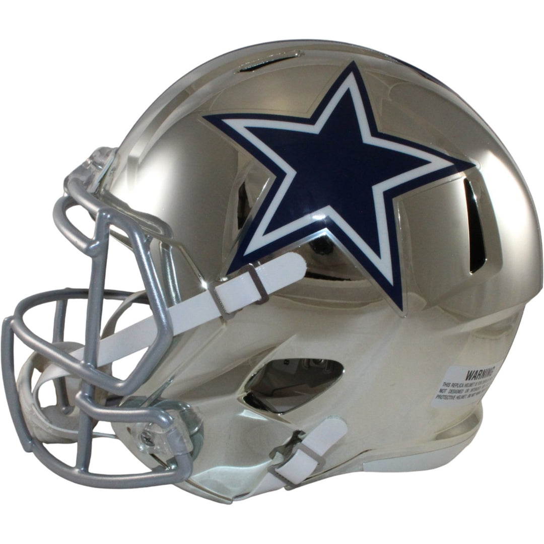 Dallas Cowboys Full Size Replica Chrome Helmet Riddell New In Box 18597