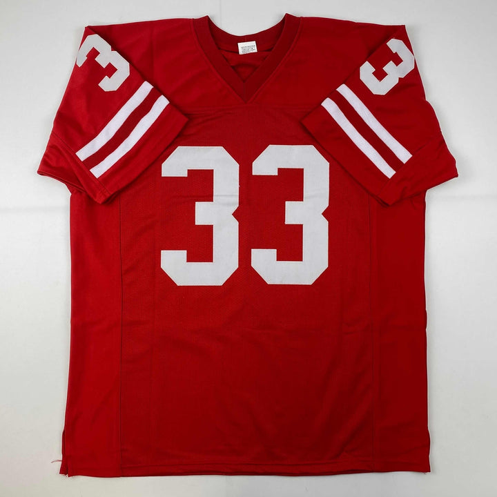 Facsimile Autographed Ron Dayne Wisconsin Red Reprint Jersey Size Men's XL