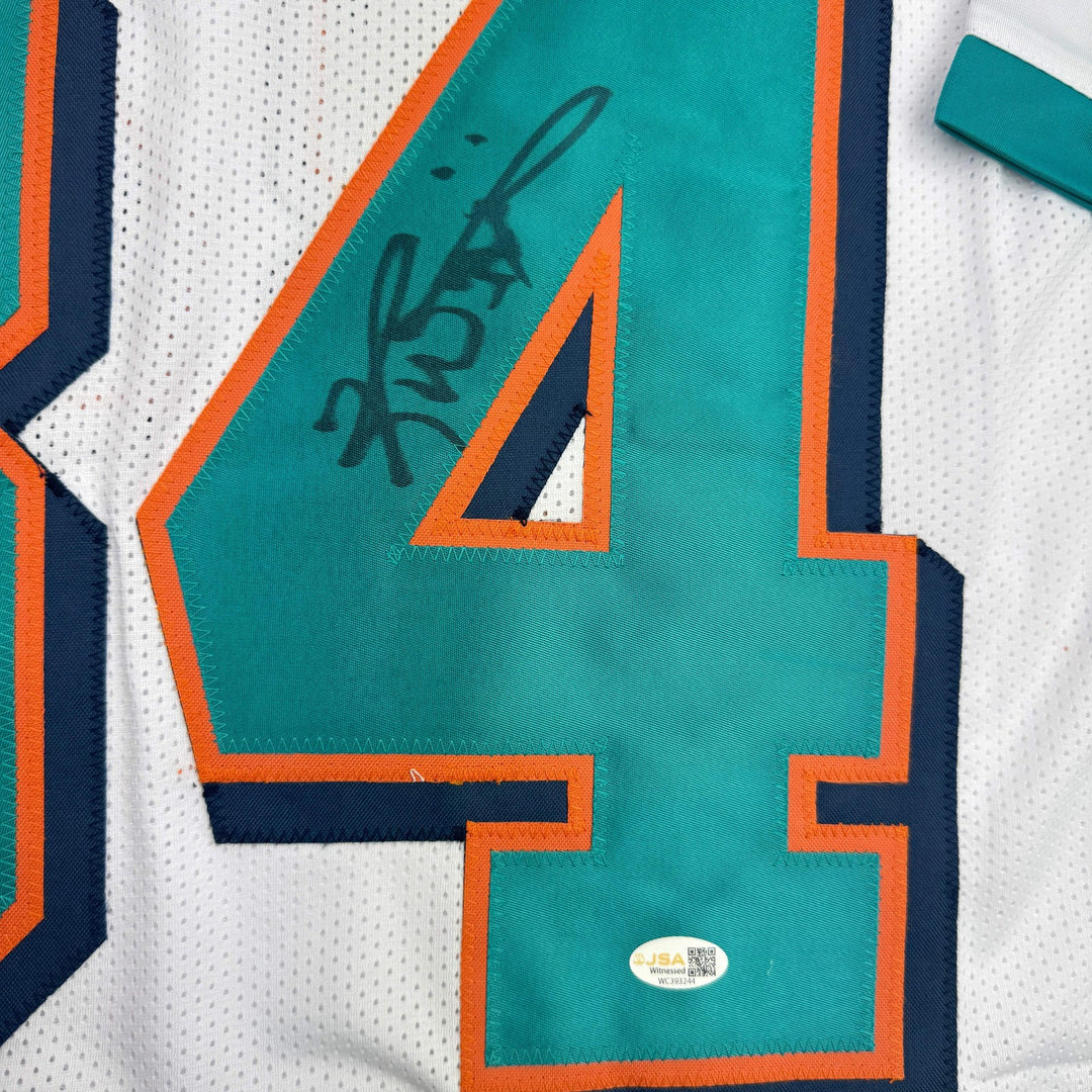 Autographed/Signed RICKY WILLIAMS Miami White Football Jersey JSA COA Auto