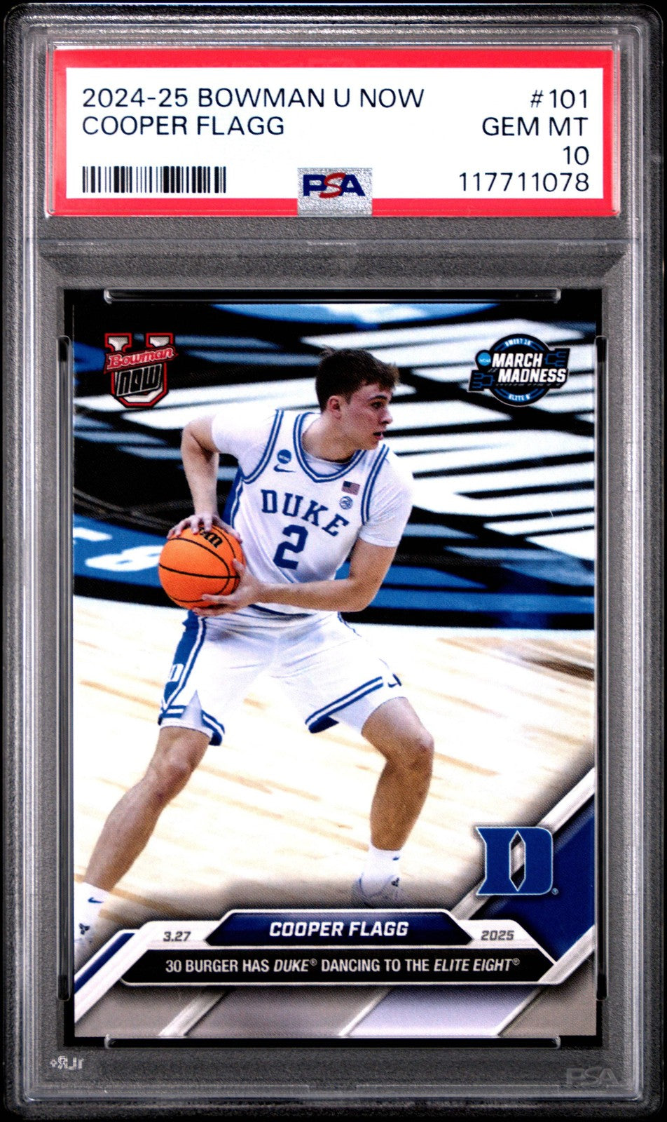 Graded 2024 Topps Bowman U Now Cooper Flagg #101 Rookie Basketball Card PSA 10