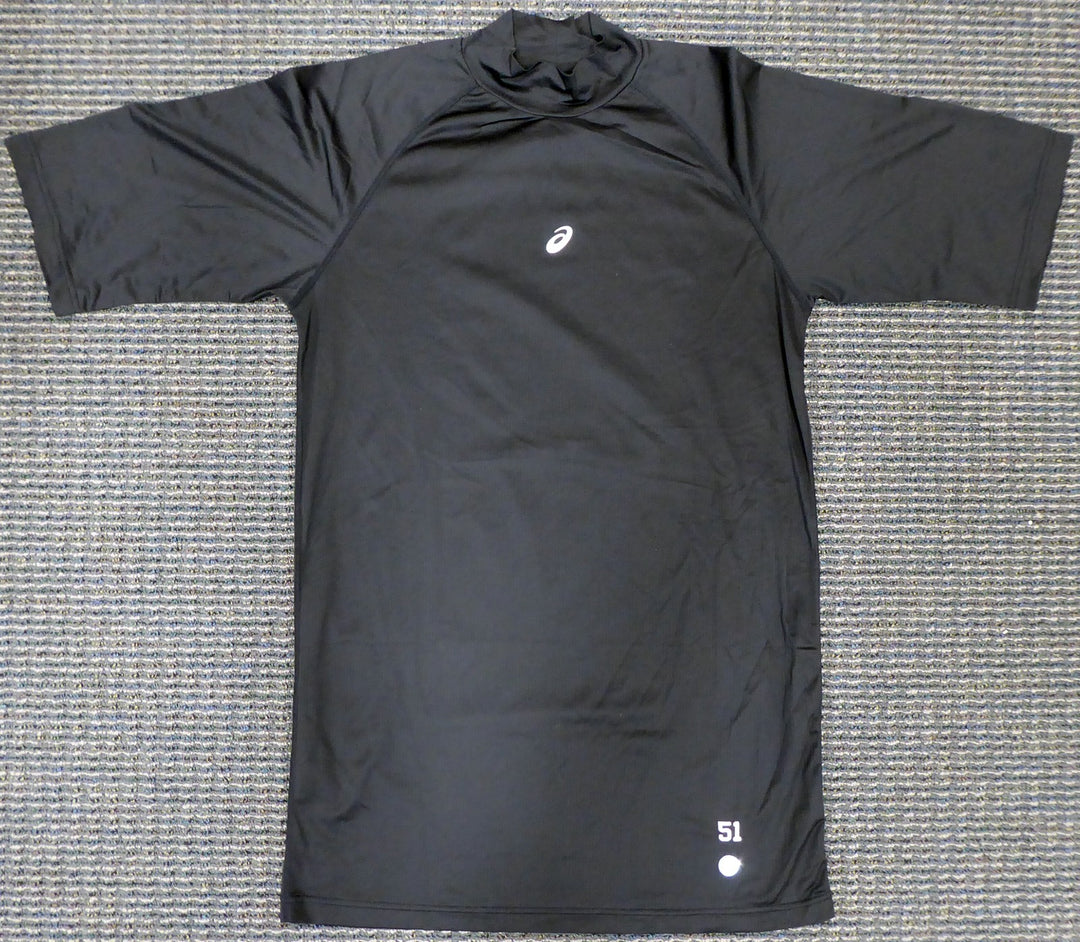Unsigned Ichiro Suzuki Mariners Black Short Sleeve Game Used Asics Under Shirt