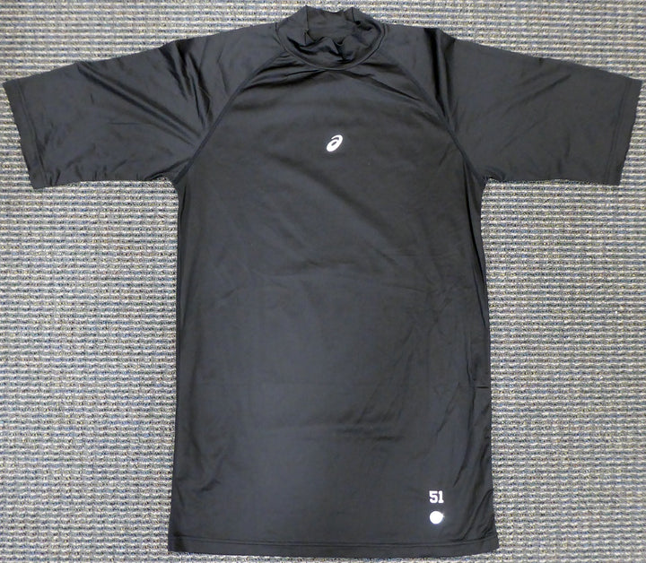 Unsigned Ichiro Suzuki Mariners Black Short Sleeve Game Used Asics Under Shirt