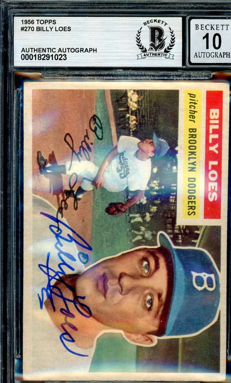 Billy Loes Gem Mint 10 Beckett BAS Signed 1956 Topps Autograph