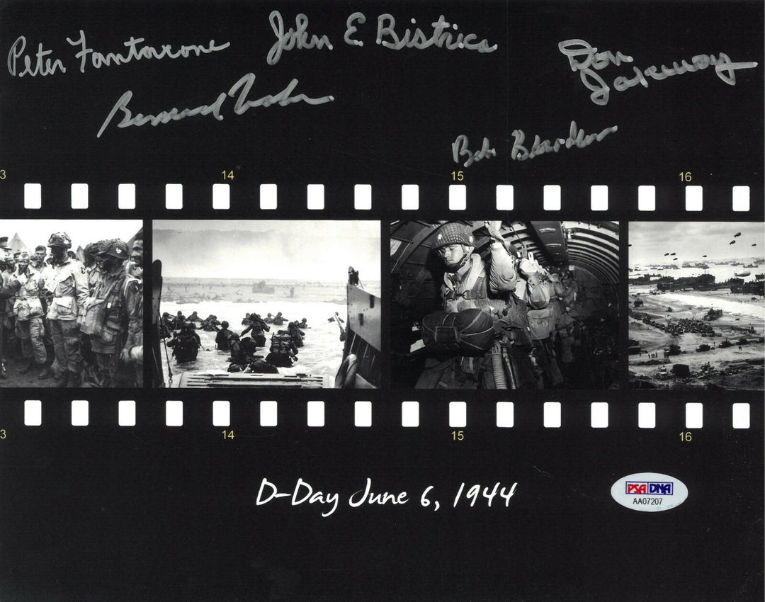 1944 WWll D-Day Veterans 8x10 Photo 5 signed Peter Fantacone,Bernard Nolan - PSA