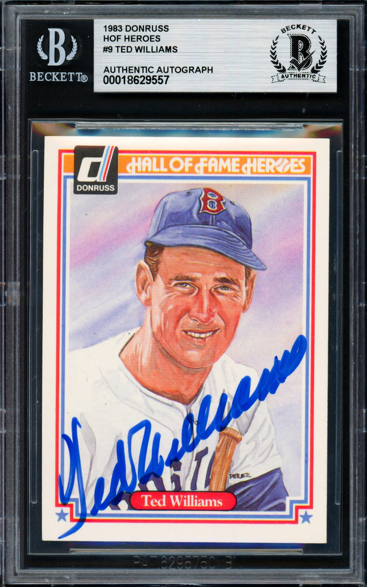 Ted Williams Signed 1983 Donruss HOF Heroes Card 9 Red Sox Beckett #18629557