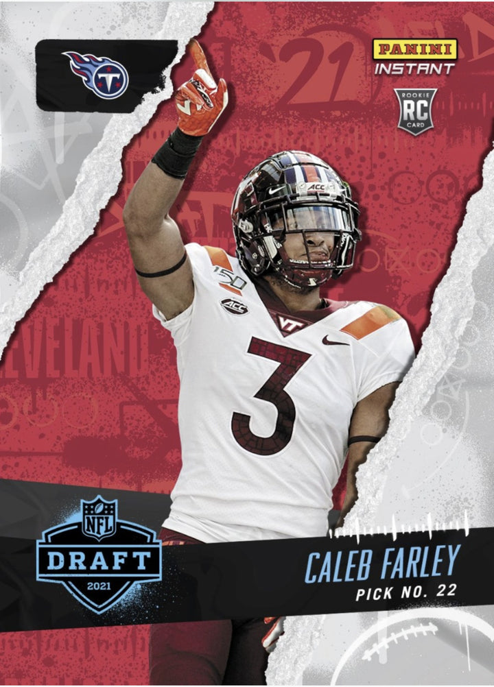2021 CALEB FARLEY NFL DRAFT NIGHT PICK 22 PANINI INSTANT TITANS ROOKIE CARD #14