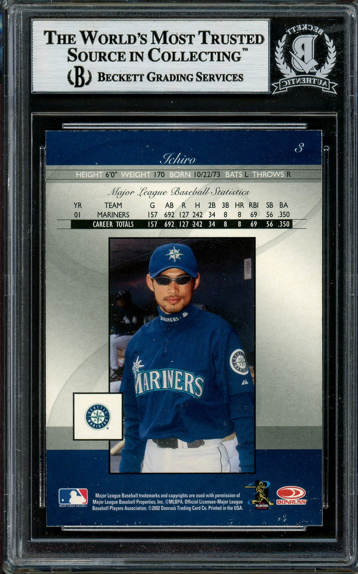 Ichiro Suzuki Signed 2002 Donruss Elite Card 3 Seattle Mariners Beckett