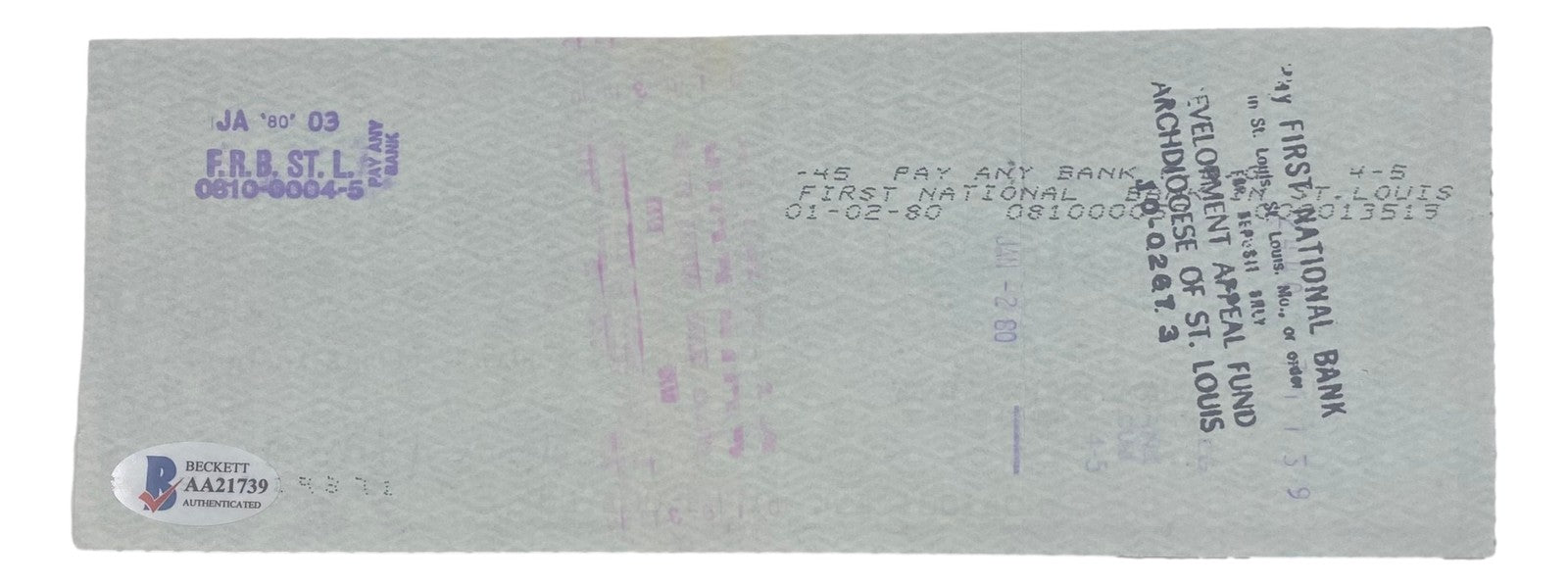 Stan Musial St. Louis Cardinals Signed Bank Check #5755 BAS ...