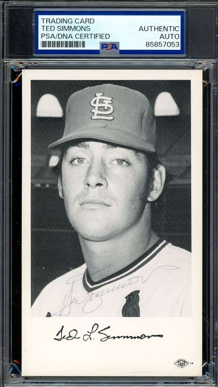 Ted Simmons PSA DNA Coa Signed 1970s Team Issued Photo Autograph