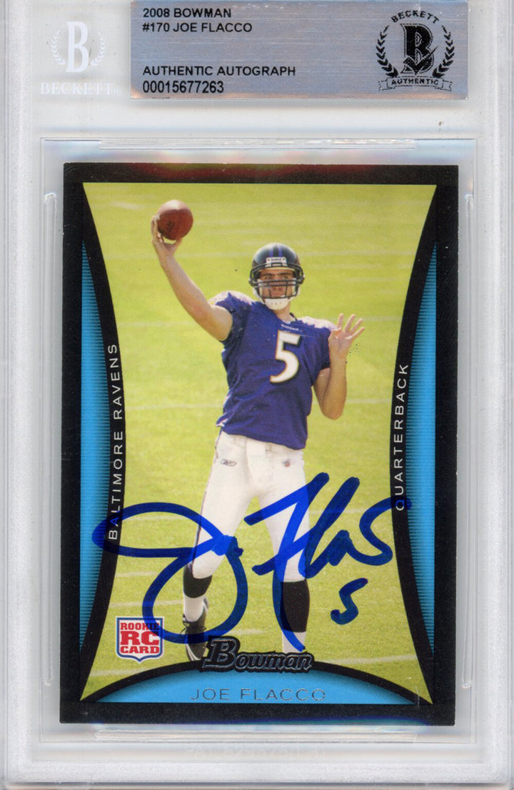Joe Flacco Autographed  2008 Bowman #170 Beckett Slabbed 39904