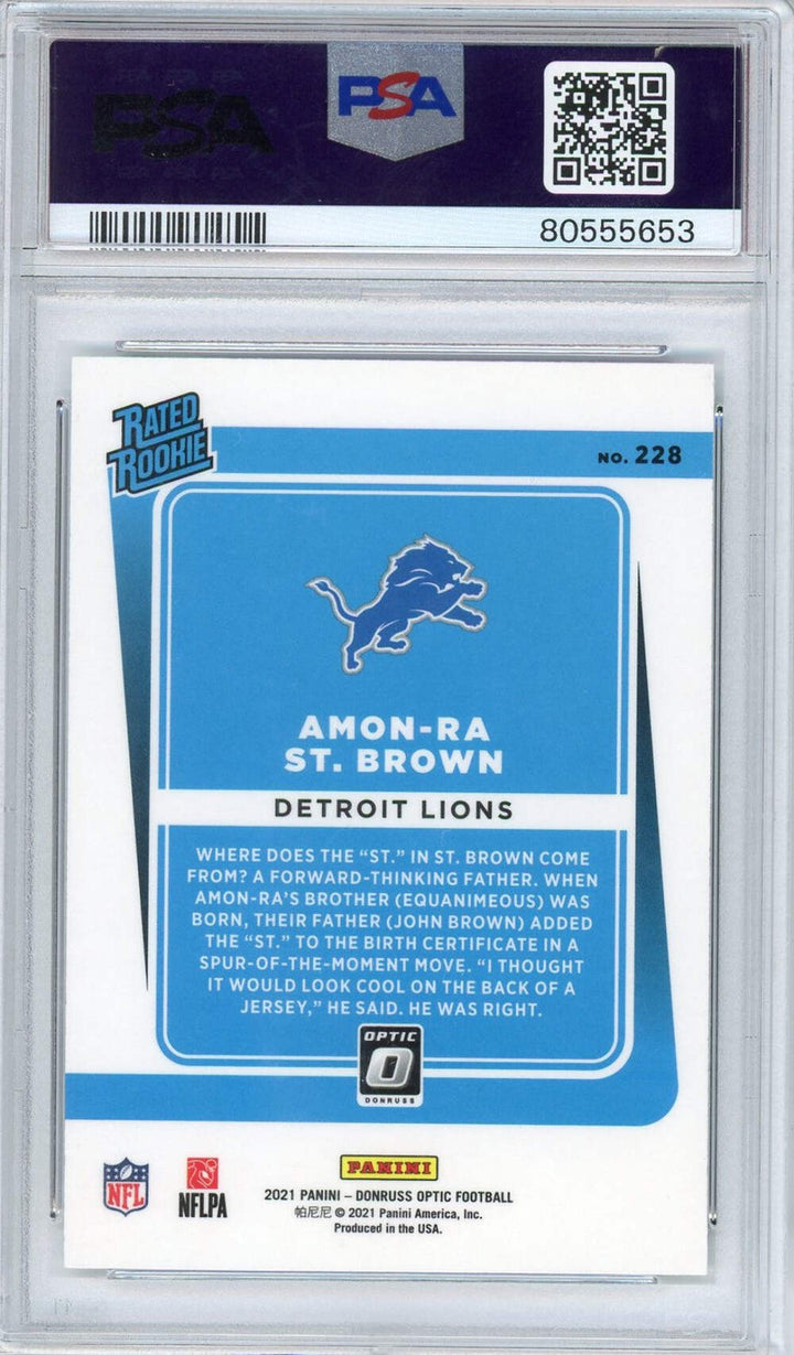 Graded 2021 Donruss Optic Amon-Ra St. Brown #228 Rookie RC Football Card PSA 10