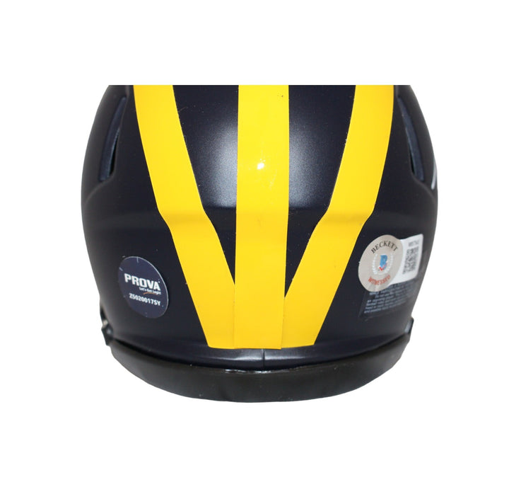 Ty Law Autographed/Signed Michigan Wolverines Mini Helmet Beckett 42364