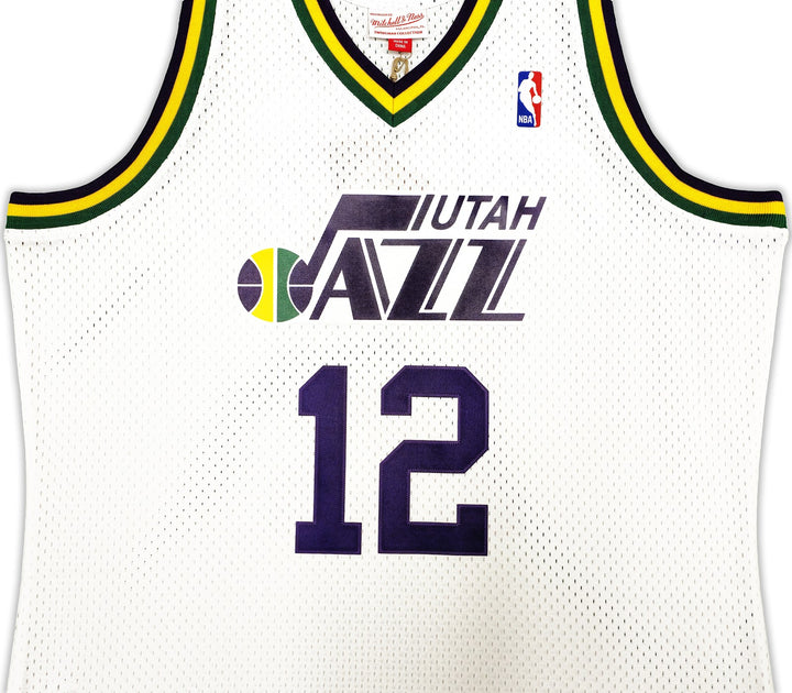 Jazz John Stockton Auto White Auth Mitchell Ness 91 HWC Swingman Jersey XL BAS