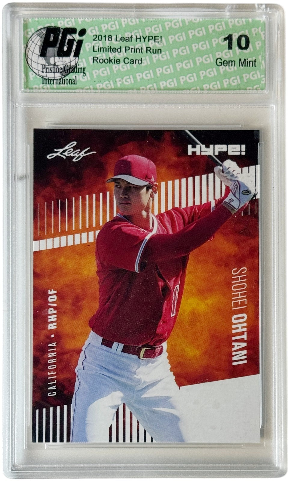 Shohei Ohtani 2018 Leaf HYPE! Rookie Card #10- PGI Graded 10 Gem Mint (Angels)